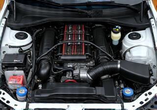 Clean and detailed car engine bay.