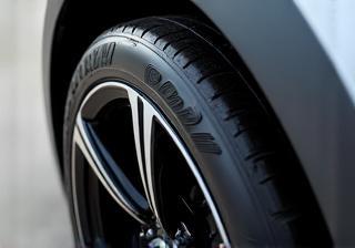 Clean and shined car tire and wheel.